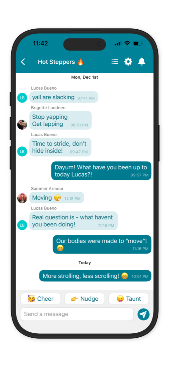 StepUp group chat screen