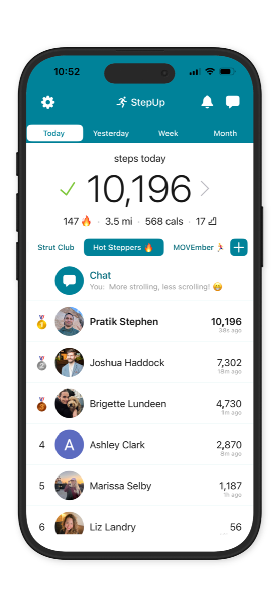 StepUp group step challenge leaderboard