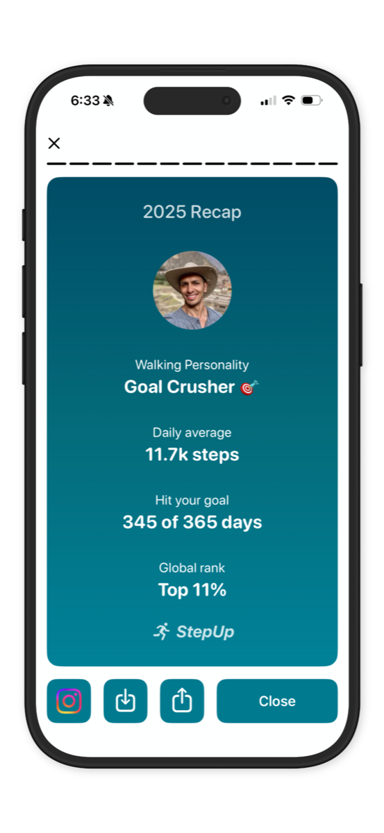 StepUp step history recap